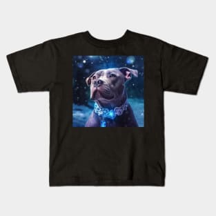 Staffy Puppy Enjoys The Winter Kids T-Shirt